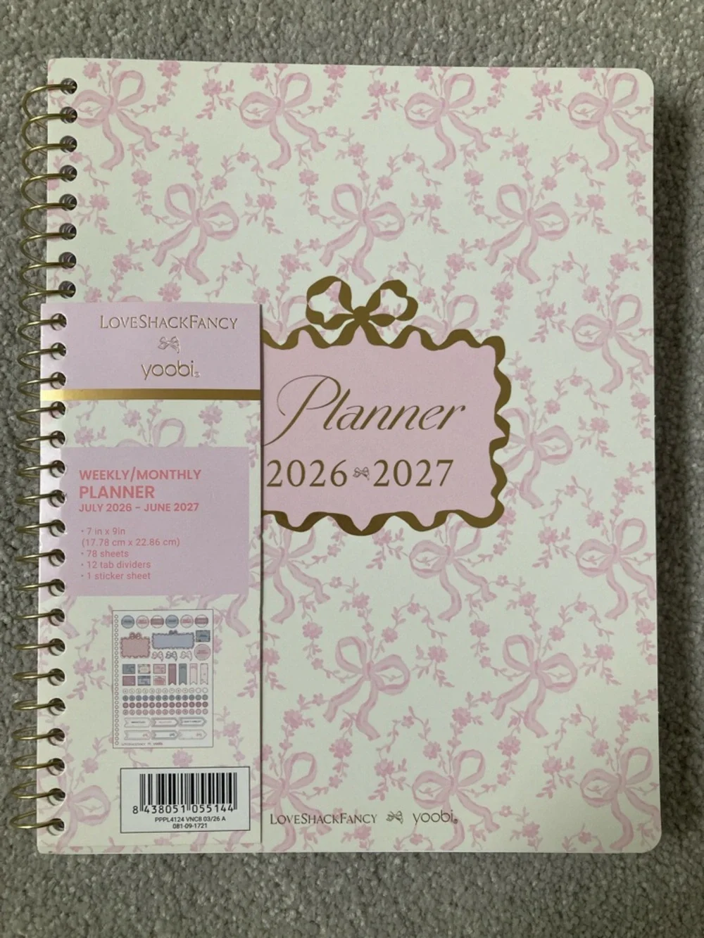IN-HAND | LoveShackFancy x Target Yoobi Coquette Bow Monthly Weekly Planner